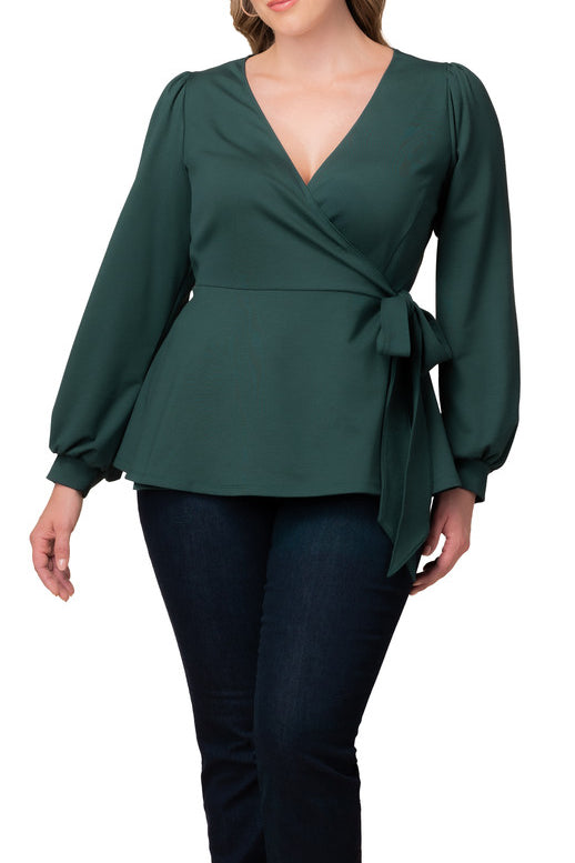 Natasha Long Sleeve Wrap Top - Plus