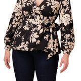Natasha Long Sleeve Wrap Top - Plus