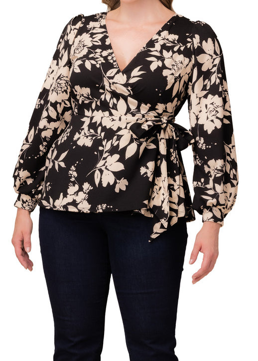 Natasha Long Sleeve Wrap Top - Plus