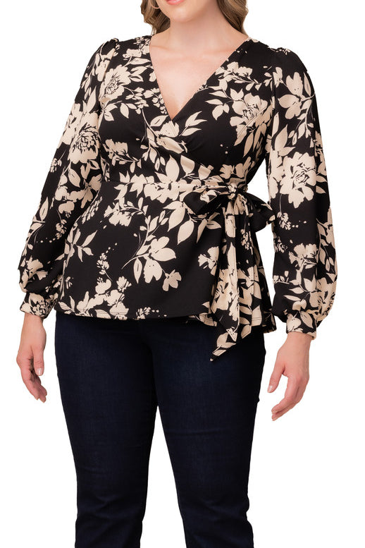 Natasha Long Sleeve Wrap Top - Plus