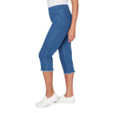 Alfred Dunner Super Stretch Denim Fringe Capri Pant- Petite