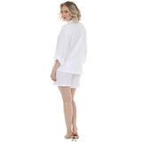 Women's Gauze Button-Front Shirt & Shorts Set - White