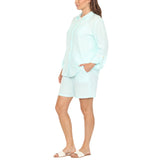 Women's Gauze Button-Front Shirt & Shorts Set - Mint