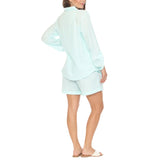 Women's Gauze Button-Front Shirt & Shorts Set - Mint