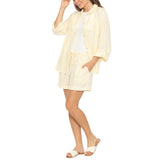 Women's Gauze Button-Front Shirt & Shorts Set - Ivory