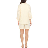 Women's Gauze Button-Front Shirt & Shorts Set - Ivory