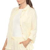Women's Gauze Button-Front Shirt & Shorts Set - Ivory