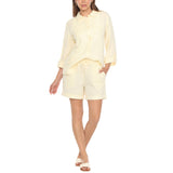 Women's Gauze Button-Front Shirt & Shorts Set - Ivory