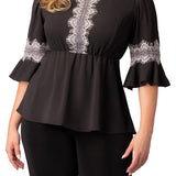 Chateau Lace Trim Top - Plus