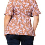 Abby Twist Front Lavender Florals Top - Plus
