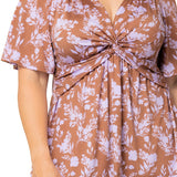 Abby Twist Front Lavender Florals Top - Plus