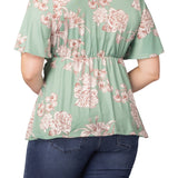 Abby Twist Front Top  - Sage Garden Print -  Plus