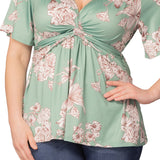 Abby Twist Front Top  - Sage Garden Print -  Plus