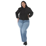 Plus Size Quilted Zip-Front Bomber Jacket