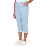 Alfred Dunner Super Stretch Denim Fringe Capri Pant- Petite