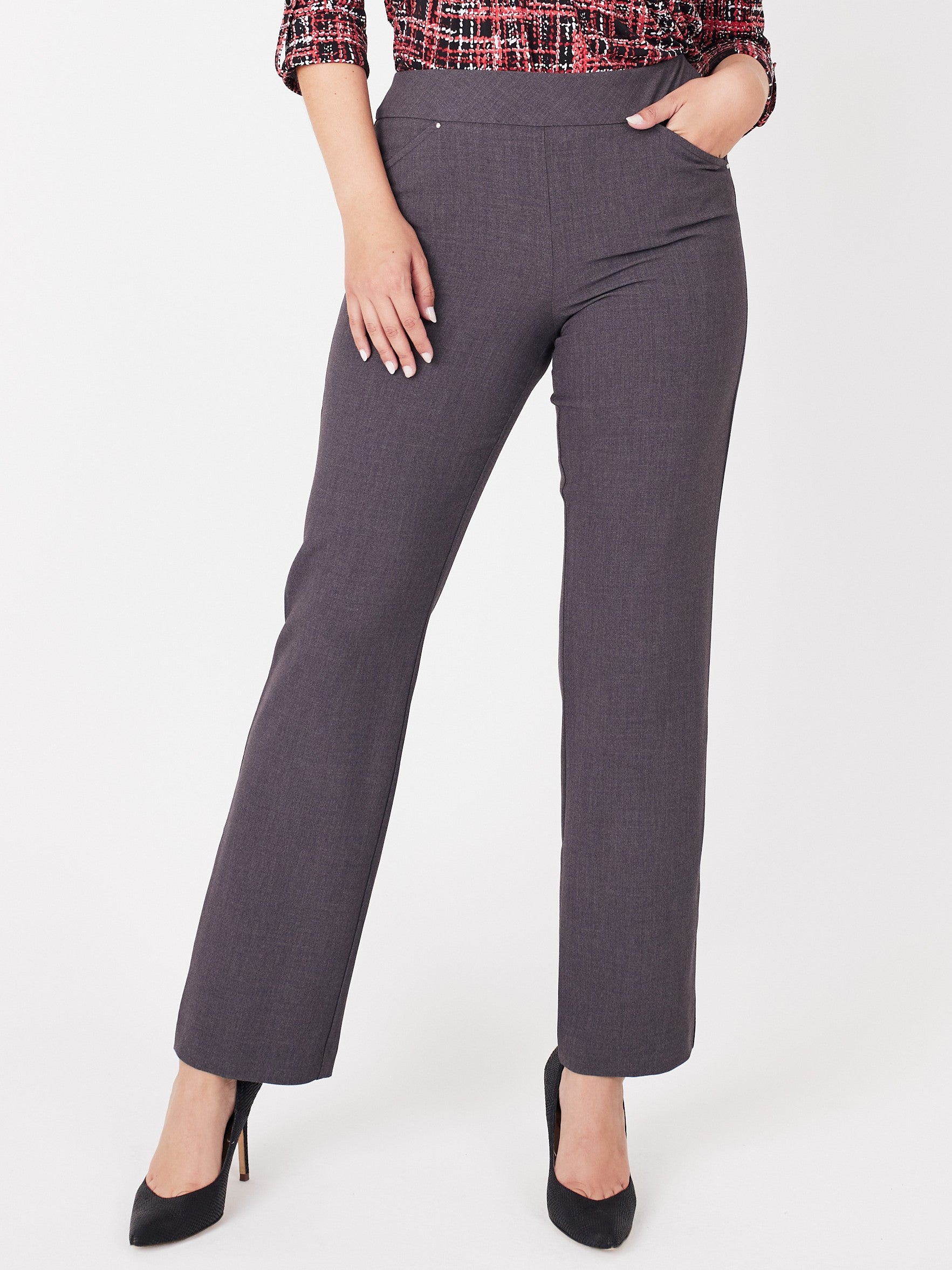Roz & Ali™ Secret Agent Pull On Tummy Control Pants Cateye Pockets with Rivets