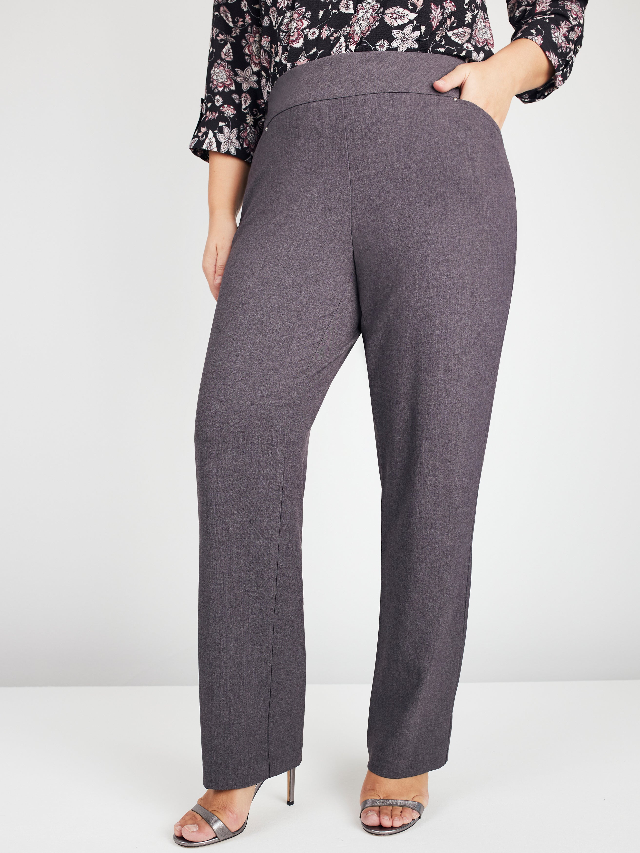 Roz & Ali™ Secret Agent Pull On Tummy Control Pants Cateye Pockets with Rivets, Plus