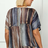 Short T-Sleeve Scoop Neck Bubble Blouse w/ Removable Necklace - Plus