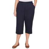 Alfred Dunner Solid Twill Button Hem Capri Pant - Plus