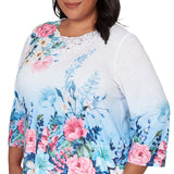 Alfred Dunner Ombre Border Floral Lace Top - Plus