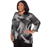 Alfred Dunner Geometric Sharkbite Hem Top with Necklace - Plus