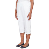 Alfred Dunner Solid Twill Button Hem Capri Pant