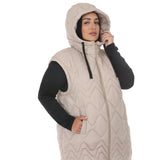 Plus Size Hooded Quilted Longline Puffer Vest