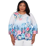 Alfred Dunner Ombre Border Floral Lace Top - Plus