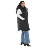 Plus Size Hooded Quilted Longline Puffer Vest