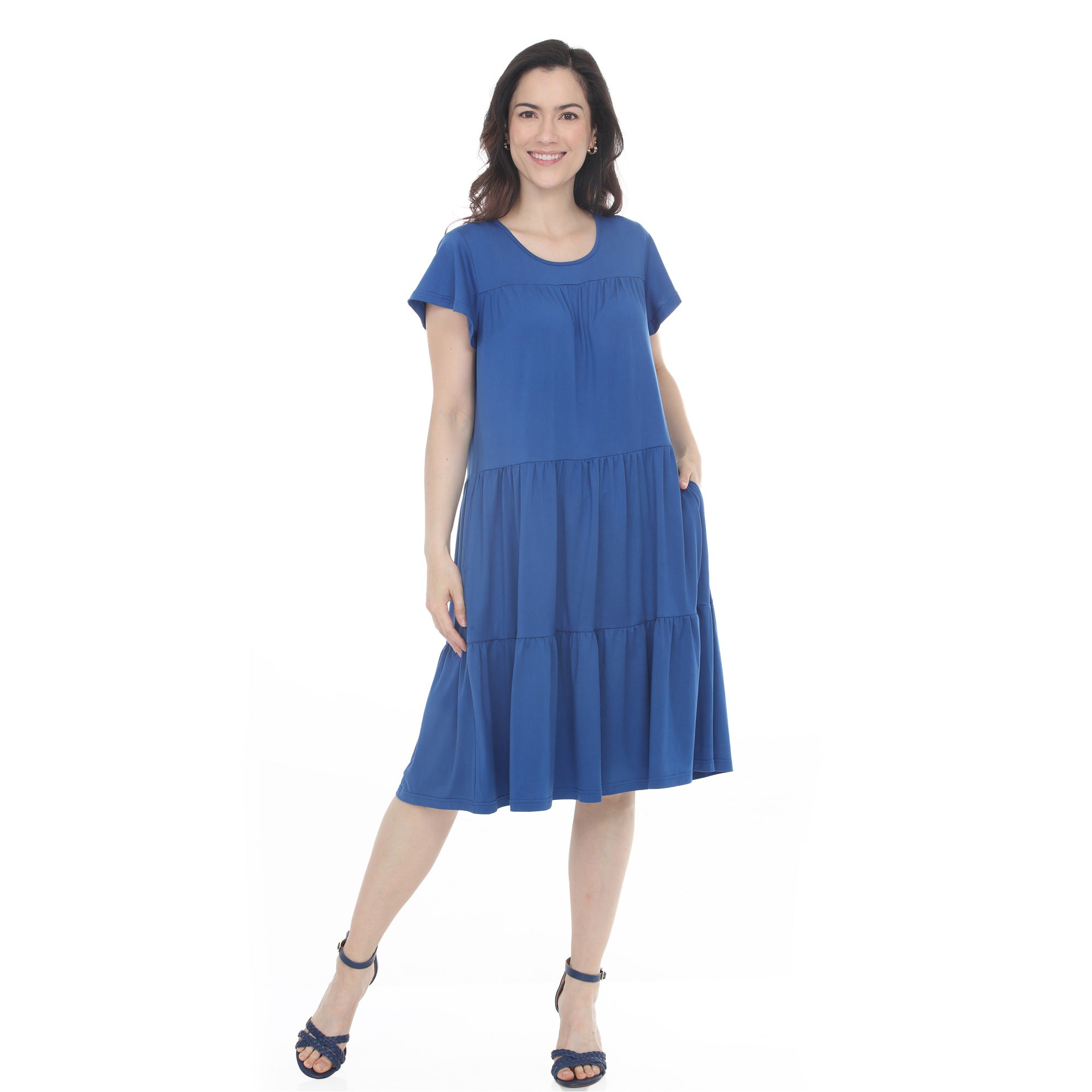 Women's Flutter Sleeve Ruffle Tiered Dress