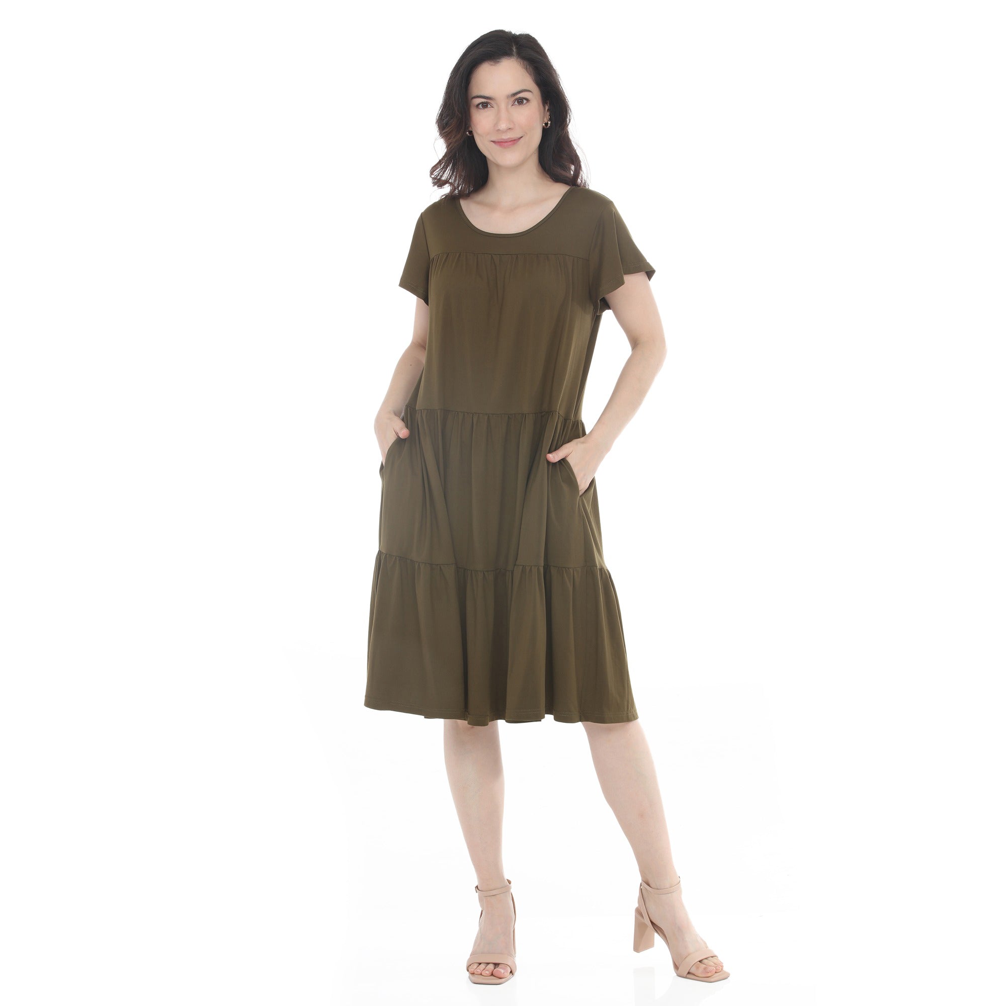 Women's Flutter Sleeve Ruffle Tiered Dress