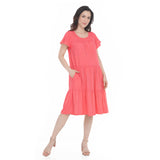 Women's Flutter Sleeve Ruffle Tiered Dress