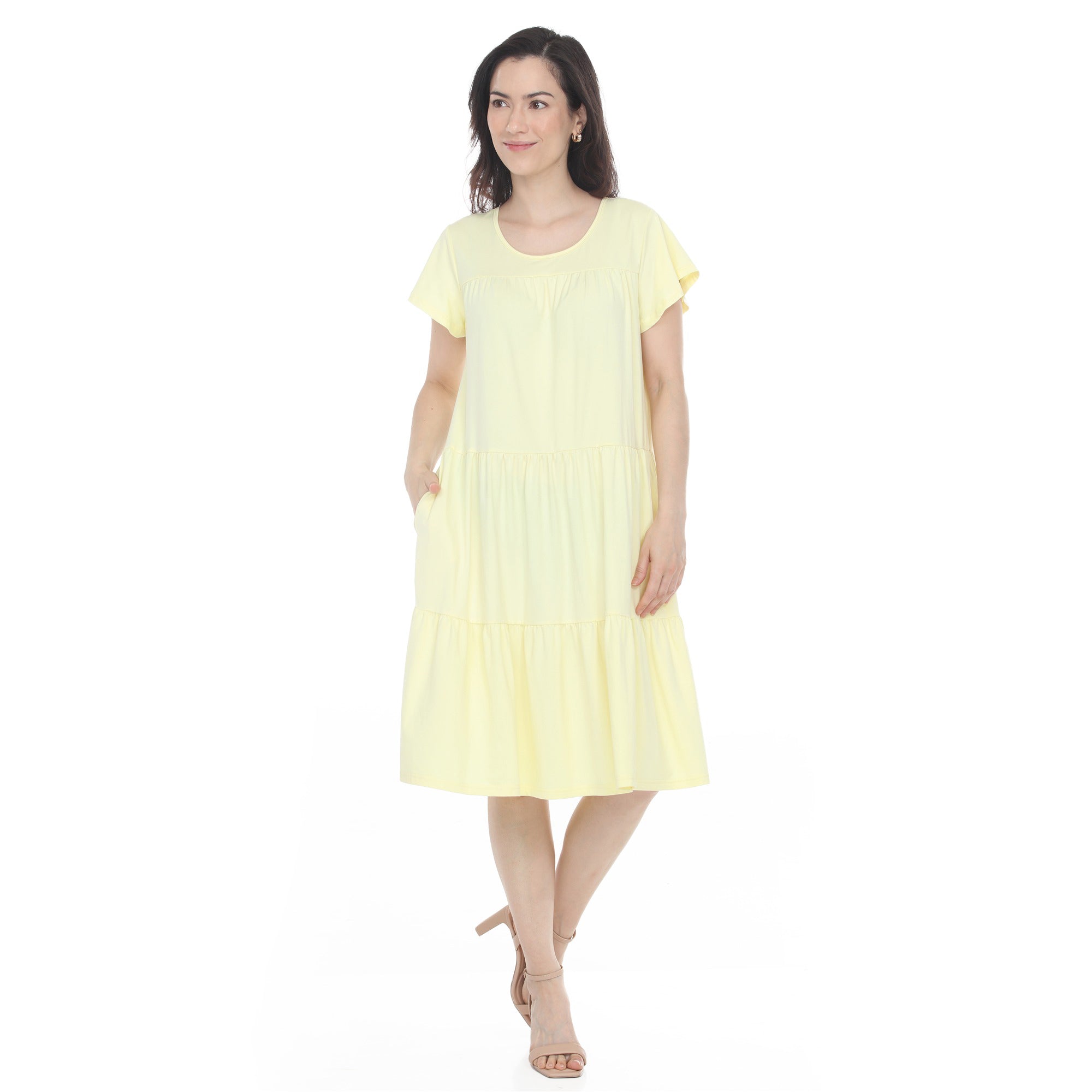 Women's Flutter Sleeve Ruffle Tiered Dress