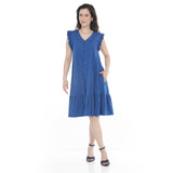 Women's Button Front Tiered Swing Dress