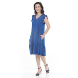 Women's Button Front Tiered Swing Dress