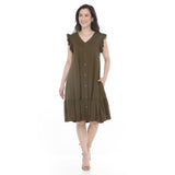 Women's Button Front Tiered Swing Dress