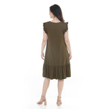 Women's Button Front Tiered Swing Dress