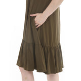 Women's Button Front Tiered Swing Dress