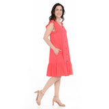 Women's Button Front Tiered Swing Dress