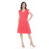 Women's Button Front Tiered Swing Dress