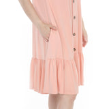 Women's Button Front Tiered Swing Dress