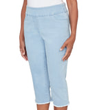 Alfred Dunner Super Stretch Denim Fringe Capri Pant- Petite