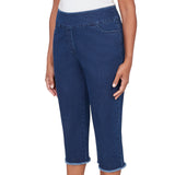 Alfred Dunner Super Stretch Denim Fringe Capri Pant- Petite