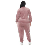 Plus Size Velour Zip-Front Jacket & Jogger Pants Set