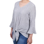 3/4 Bell Sleeve Textured Knit Top - Petite - DressbarnShirts & Blouses