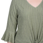 3/4 Bell Sleeve Textured Knit Top - Petite - DressbarnShirts & Blouses