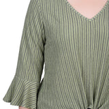 3/4 Bell Sleeve Textured Knit Top - Petite - DressbarnShirts & Blouses