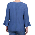 3/4 Bell Sleeve Textured Knit Top - Petite - DressbarnShirts & Blouses