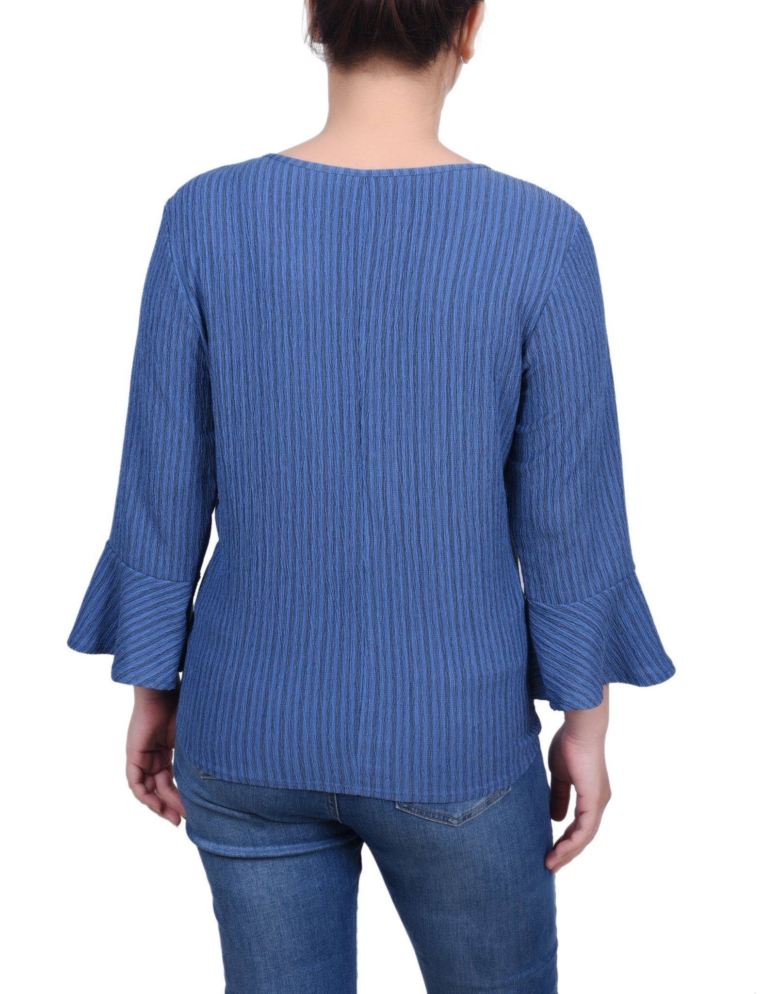 3/4 Bell Sleeve Textured Knit Top - Petite - DressbarnShirts & Blouses