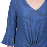 3/4 Bell Sleeve Textured Knit Top - Petite - DressbarnShirts & Blouses